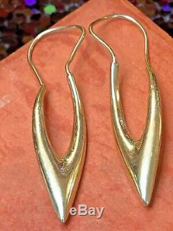 Estate Vintage 14k Yellow Gold Earrings Hoops Designer Signed Tr