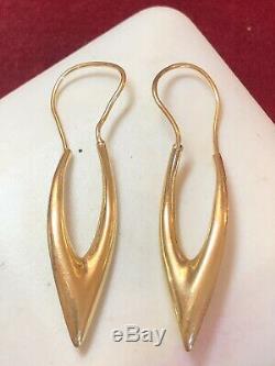 Estate Vintage 14k Yellow Gold Earrings Hoops Designer Signed Tr