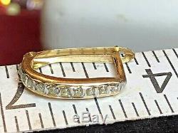 Estate Vintage 14k Yellow Gold Genuine Diamond Earrings Designer Signed Slc