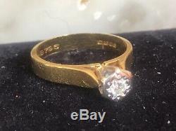 Estate Vintage 18k Gold Diamond Ring Engagement Wedding Signed Ias