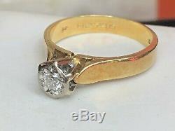 Estate Vintage 18k Gold Diamond Ring Engagement Wedding Signed Ias