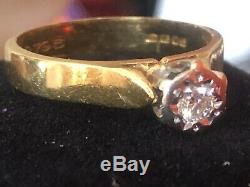 Estate Vintage 18k Gold Diamond Ring Engagement Wedding Signed Ias