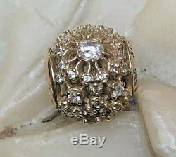 Estate Vintage Designer Signed Pandora Charm 14k Gold With Cubic Zirconia