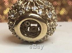 Estate Vintage Designer Signed Pandora Charm 14k Gold With Cubic Zirconia