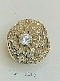 Estate Vintage Designer Signed Pandora Charm 14k Gold With Cubic Zirconia