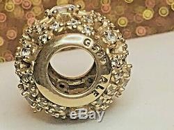 Estate Vintage Designer Signed Pandora Charm 14k Gold With Cubic Zirconia