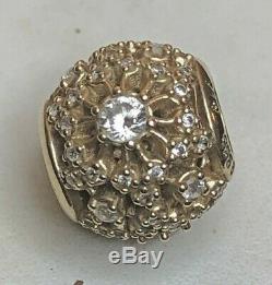 Estate Vintage Designer Signed Pandora Charm 14k Gold With Cubic Zirconia