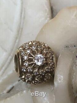 Estate Vintage Designer Signed Pandora Charm 14k Gold With Cubic Zirconia