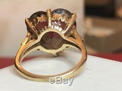Estate Vintage Designer Signed Venite 14k Gold Ring Smokey Quartz Heart Italy