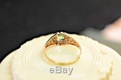 Estate vintage 10k rose gold peridot ring signed esemco sz 4 1/2