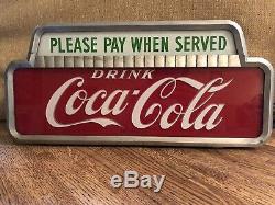 Excellent Vintage 1950 Coca Cola Please Pay When Served Lighted Cashier Sign