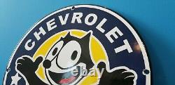 Felix Cat Chevrolet Porcelain Gas Auto Motor Vintage Style Trucks Service Sign