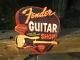 Fender Guitar Shop Electric Large Vintage Look Sign Metal Embossed Licensed Cool