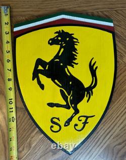 Ferrari wooden hand painted sign vintage 16X11