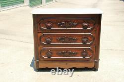 Fine Victorian Rosewood and Walnut Ohio Signed Marble Top Chest Dresser Ca. 1870