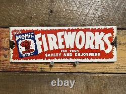 Fireworks Factory Vintage Porcelain Sign Carnival Manufacturer Holiday Gas & Oil
