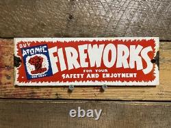 Fireworks Factory Vintage Porcelain Sign Carnival Manufacturer Holiday Gas & Oil