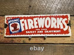 Fireworks Factory Vintage Porcelain Sign Carnival Manufacturer Holiday Gas & Oil