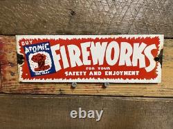 Fireworks Factory Vintage Porcelain Sign Carnival Manufacturer Holiday Gas & Oil