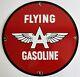 Flying A Gasoline Vintage Porcelain Metal Pump Sign 11.75
