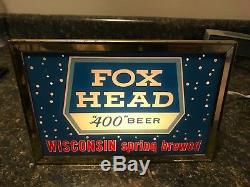 Fox Head 400 Vintage Beer Sign Light Up Reverse On Glass ROG