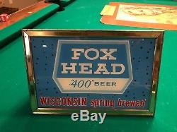 Fox Head 400 Vintage Beer Sign Light Up Reverse On Glass ROG