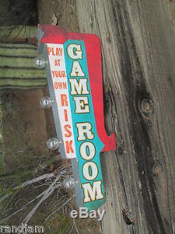 Game Room Arcade Game Metal Cool Sign Vintage Look Video Pinball Coin Amusement