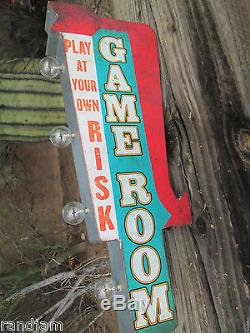 Game Room Arcade Game Metal Cool Sign Vintage Look Video Pinball Coin Amusement