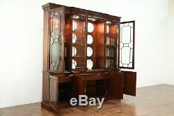 Georgian Style Vintage Breakfront China Cabinet or Bookcase, Signed Councill