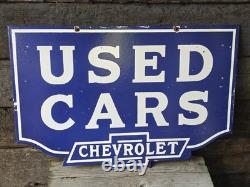 Giant Vintage 1950's Chevrolet Double-sided Porcelain Sign 30 X 20