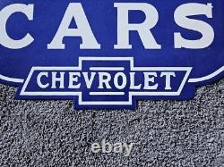 Giant Vintage 1950's Chevrolet Double-sided Porcelain Sign 30 X 20