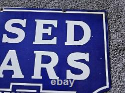 Giant Vintage 1950's Chevrolet Double-sided Porcelain Sign 30 X 20