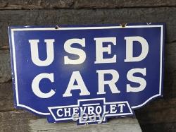 Giant Vintage 1950's Chevrolet Double-sided Porcelain Sign 30 X 20