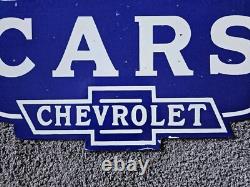 Giant Vintage 1950's Chevrolet Double-sided Porcelain Sign 30 X 20