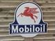 Giant Vintage Mobiloil Pegasus Porcelain Gas Station Sign 24x 22