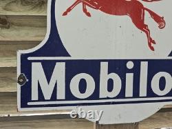 Giant Vintage Mobiloil Pegasus Porcelain Gas Station Sign 24x 22