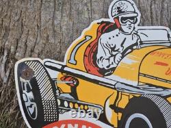 Giant Vintage Wynn's Race Car Lubrication Race Porcelain Sign Car Gas Oil Truck