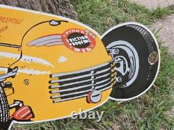 Giant Vintage Wynn's Race Car Lubrication Race Porcelain Sign Car Gas Oil Truck