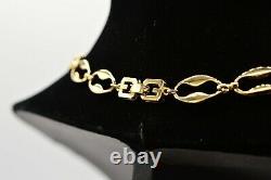 Givenchy Signed Vintage Collar Necklace Black Gold Tone Chain G Logo Runway BinN