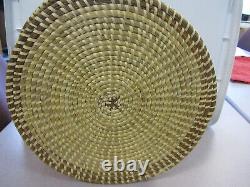 Gullah Sweetgrass & Pine Needle Basket withLid-Signed-Charleston S. Carolina VTG