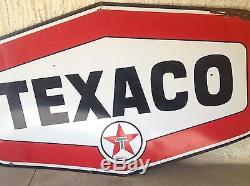 HUGE VinTaGE TEXACO PORCELAIN Gas Oil Station Pole sign Large 7 FT barn DISPLAY