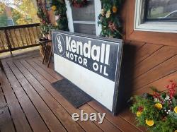 HUGE Vintage Kendall Motor Oil Sign Snedeker Oil Lewistown PA 72 x 36