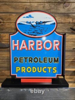 Harbor Petroleum Products Vintage Style Double sided metal Flange Sign