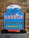 Harbor Petroleum Products Vintage Style Double Sided Metal Flange Sign
