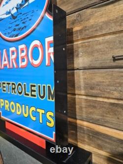 Harbor Petroleum Products Vintage Style Double sided metal Flange Sign