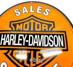 Harley Davidson Vintage Porcelain Sign Sales Service Motorcycle Convex