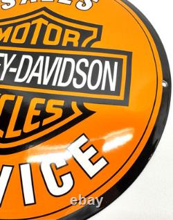 Harley Davidson Vintage Porcelain Sign Sales Service Motorcycle Convex
