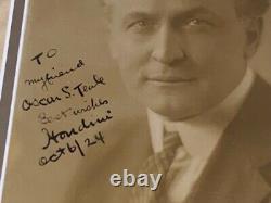 Harry Houdini Signed Rare 1924 Vintage 8x10 Photograph. Psa/dna Full Letter Coa