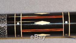Helmstetter 2pc Pool Cue Rare Vintage custom signed Cuestick all Inlaid Design