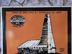 Huge Heavy Vintage Penn-drake Motor Oil Double-sided Porcelain Sign 28×22